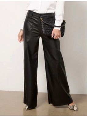 Kut from the Kloth Black Wide-Leg Faux Leather Jeans